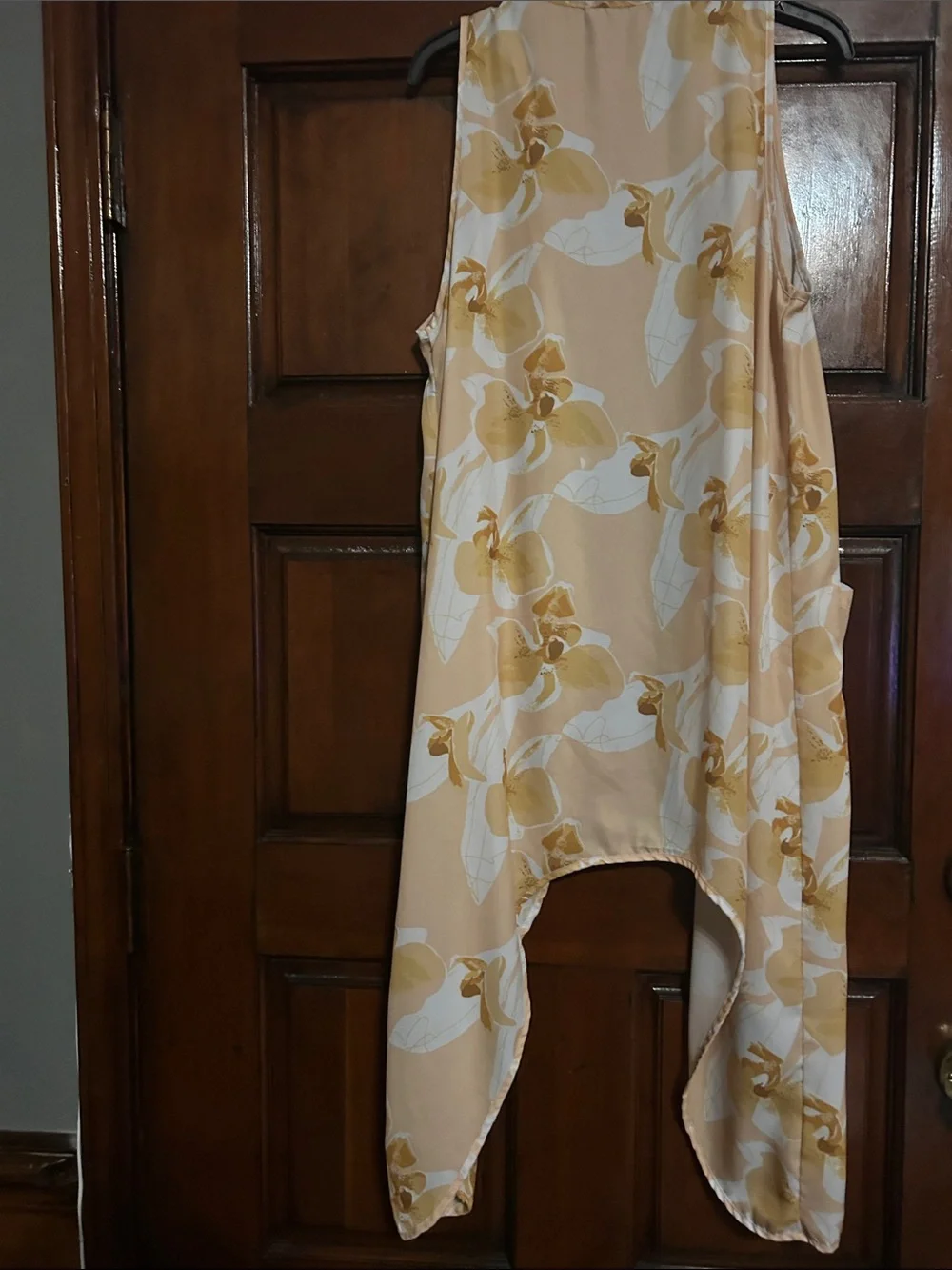 Lightweight Floral Print Scarf Vest - Cream & Gold